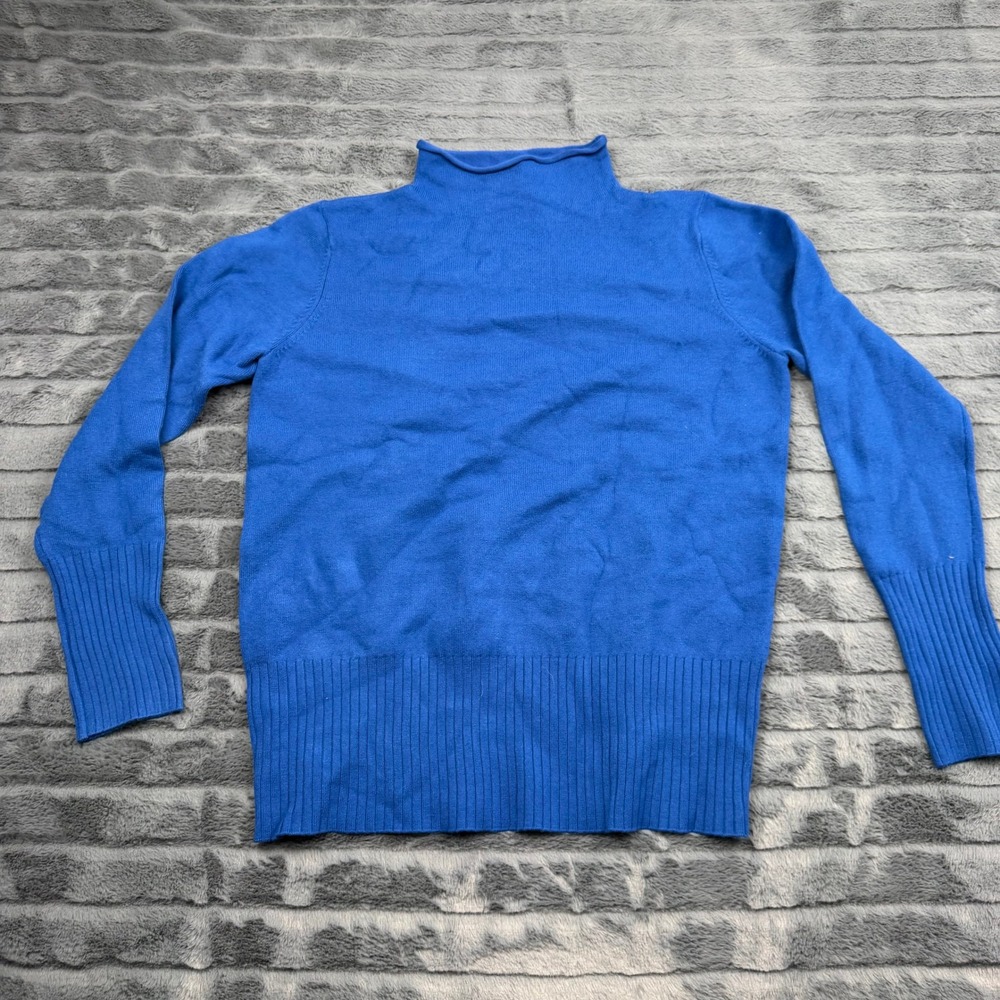 French Connection Womens Royal Blue Mock Neck Knit Sweater Size L RN53372